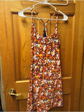 Outdoor Voices Floral Tank Dress in Rust Orange, White & Yellow